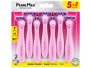 Бритвы одноразовые женские PearlMax Rubber Handle с Nanoblade, 3 лезвия, 7 шт