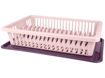 Сушилка для посуды R plastic, пудра-баклажан, 1 ярус, 43x29x8см, 20105