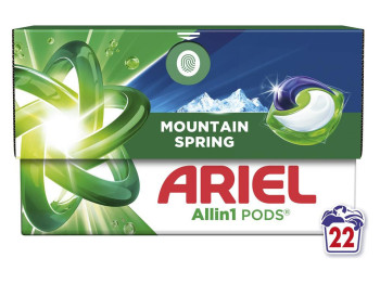 Капсулы для стирки Ariel All-in-1 Pods Горный родник, для белого белья, 22шт