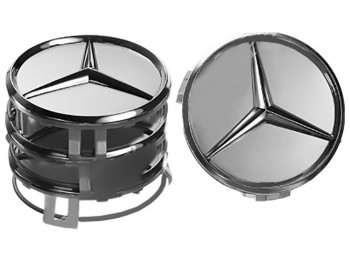 Заглушка колісного диска Mercedes, 75x70, сірий, ABS пластик
