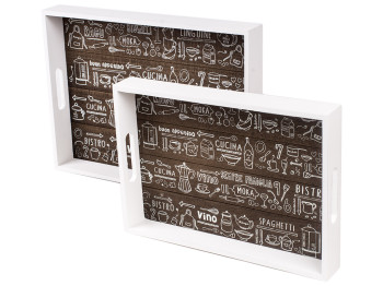 Поднос с ручками "Graffiti" МДФ 30х40х5см, 24х34х4,5см (цена за набор 2шт)
