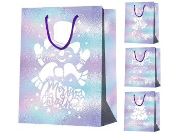 Пакет новогодний бумажный M Merry Christmas, 26х32х12см