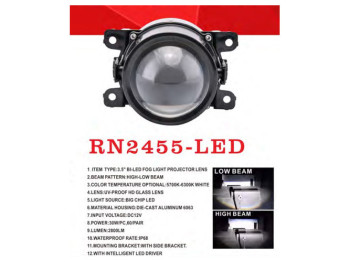 Фари додаткові RN2455-LED, для Renault/HD/NS/MB/SZ, Bi-LED, 12V, 2×30W, 5700K-6300K, з проводкою