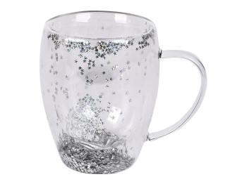 Чашка скляна Glitter, 350 мл, подвійна стінка, з блискітками