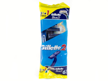 Бритви одноразові Gillette "2" 5шт + BLUE3 1шт Бонус!