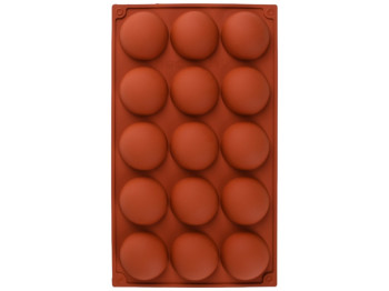 Форма для муссов и желе Полусфера, 15 ячеек, силикон, 29,5×17,5см, цвет коричневый