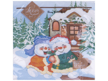 Салфетка Luxy Веселые снеговички, 33х33см, 3 слоя, 18шт