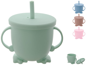 Чашка-поилка силиконовая с трубочкой Stenson Kids 200мл 10,6х8х10,3см