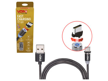 Кабель магнитный Voin MC-2301C BK USB - Type C 2,4А, 1м, черный (только зарядка)