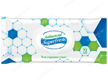 Вологі серветки універсальні Superfresh Антибактеріальні з клапаном 72шт