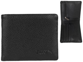 Кошелек мужской кожзам. черный "Bovis" 11,5х3х9см