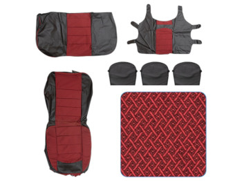 Чехлы-майки на сиденья 2+1 Bus, универсальные, 3 подголовника, текстиль, цвет красный