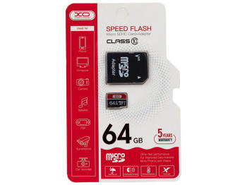Карта Памяти XO MicroSDXC 64gb 10 Class & Adapter Чёрно-Красный