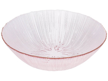 Салатник стеклянный Fleur, D24,5х7см, цвет - розовый с золотым ободком