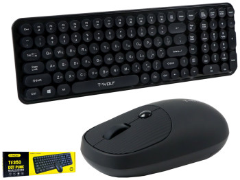 Беспроводная клавиатура и мышь TWolf TF350 Black, Цвет Черный