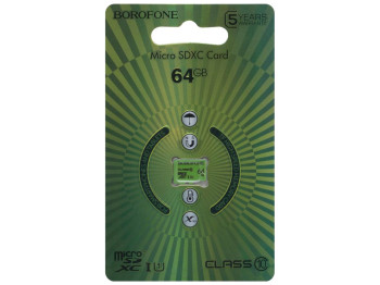 Карта Памяти Borofone MicroSDXC 64gb 10 Class Цвет Зелёный