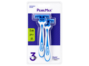 Бритвы одноразовые мужские PearlMax Super Stainless с 3 лезвиями, 2 шт