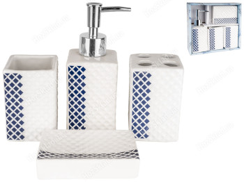 Набор для ванной керамический Mosaic blue 22x19,5x6,5см (цена за набор 4 предмета)