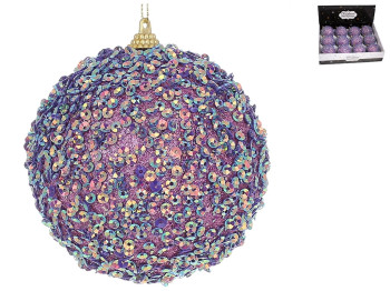 Ёлочный шар с декором из пайеток, 10см, цвет - фиолетовый хамелеон