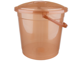 Ведро R-plastic прозрачное с крышкой, 15л, бронза