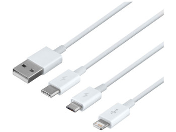 Кабель USB Baseus USB to Micro / Lightning / Type-C 3.5A 1.5m CAMLTYS Цвет Белый, 02