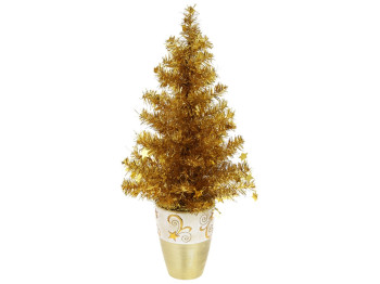 Ялинка декоративна в горщику, колір - золото