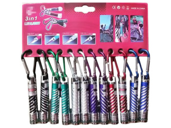 Фонарик-лазер светодиодный 2led, 7,5см, с батарейками 3шт