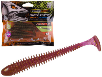 Приманка силиконовая виброхвост съедобная Select Fetish 3 col.999 75мм (цена за упаковку 6шт)