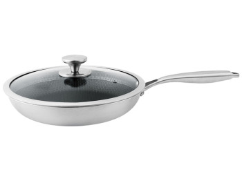 Сковорода з кришкою Benson, нержавеющая сталь, антипригарное покрытие, 24х5см