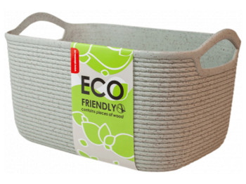 Корзина Джут ECO WOOD, размер M 32х23х18см, 6,5л (цвет полынь) W127039