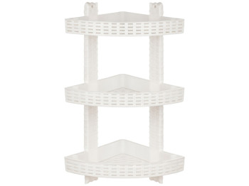 Полиця R plastic Ротанг, кутова, 3 яруси, біла, 12302