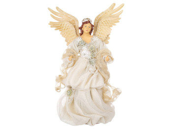 Фигура рождественская Ангел, комбинированные материалы, 29×18×41см, цвет белый с серебром
