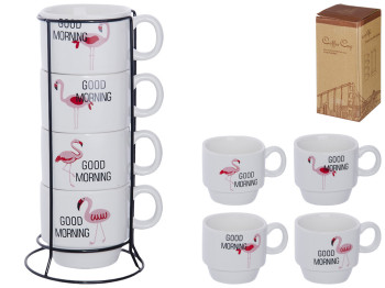 Чашки на стойке "Good morning" 150мл (цена за набор 5 предметов)