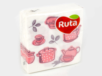 Салфетки "Ruta" Double Lux Кухонные мотивы белые двухслойные 24x24см 40шт