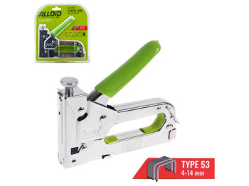 Степлер строительный Alloid для скоб 4–14 мм, с комплектом скоб 8мм, хром, 200шт