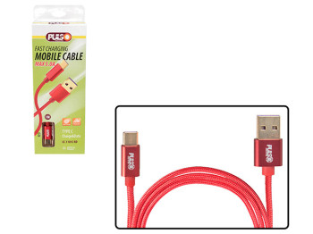 Кабель Pulso CC-1101C RD, USB - Type C 5А, 1м, red (супер быстрая зарядка/передача данных)