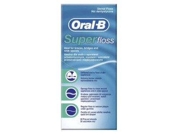 Зубная нить Oral-B Superfloss для брекетов и мостов, 50м