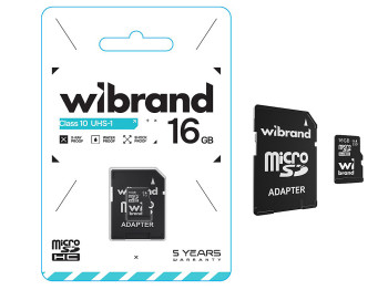 Карта памяти Wibrand MicroSDHC 16gb UHS-1 10 Class & Adapter
