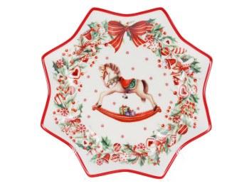 Блюдо фигурное фарфоровое Bonadi Рождественская Фантазия 25см
