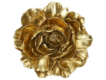 Декор настенный цветок Пион, полирезина, 20×3,5см, цвет золотой