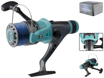 Катушка Sams Fish задний фрикцион 3bb 5000 с леской, графитовая шпуля