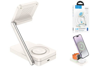 Беспроводное зарядное устройство Hoco CQ10 3in1 Magnetic 15W For iWatch, Цвет Белый