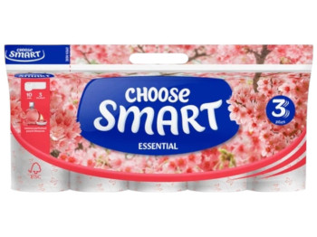 Папір туалетний Smart Tissue Essential Peach, 3 шари, 10 рулонів, 14,4 м, колір білий