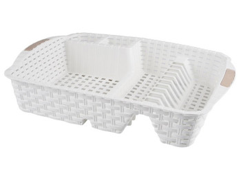 Сушарка для посуду з піддоном Violet house Роттанг White, 48х37,5х9см 8690068977677