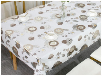 Клеенка Milan, с тиснением, на тканевой основе, ПВХ, 1,40×20м, дизайн Brown Circle (цена за рулон)