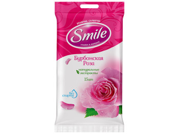 Влажные салфетки Smile Daily Бурбонская роза 15шт