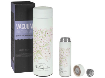 Термос железный с ситечком Цветы 450мл