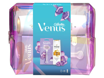 Набор для ухода Gillette Venus, станок + 2 кассеты + шампунь Pantene Pro-V + косметичка, 5шт