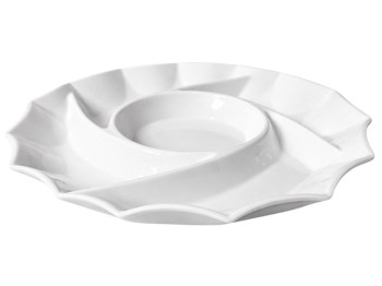 Менажница фарфоровая круглая для подачи закусок, D30,8×4см