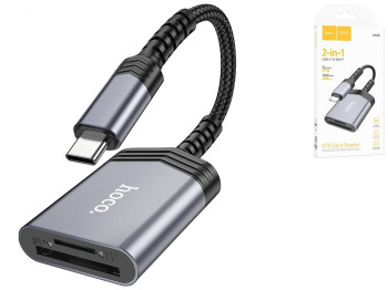 Переходник Hoco UA25 2-in-1 card reader Type-C Цвет Серый